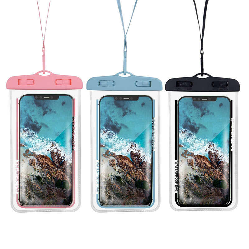  [AUSTRALIA] - IPSUPT Universal Waterproof Phone Case，Waterproof Phone Pouch Perfect for iPhone 11 12 Pro Max XS XR Samsung Galaxy s10/s9，Underwater Phone Case with Lanyard，3-Pack
