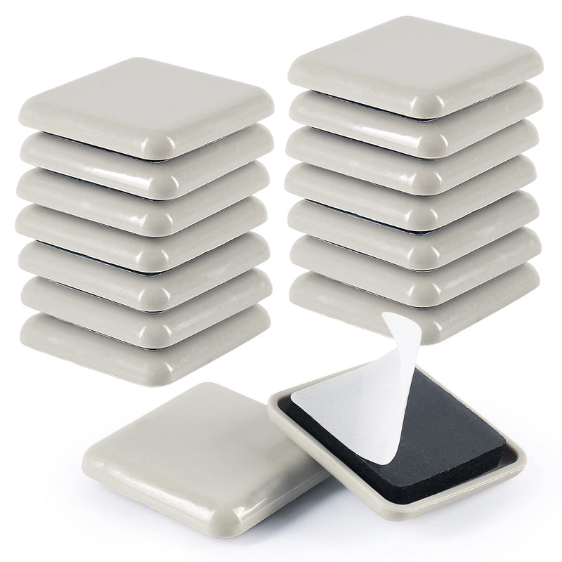  [AUSTRALIA] - GINOYA Stick Furniture Sliders, 16pcs Square Furniture Glides for Easy Moving on Carpet Hardwood (Beige) 1-3/5 inches, Square Beige