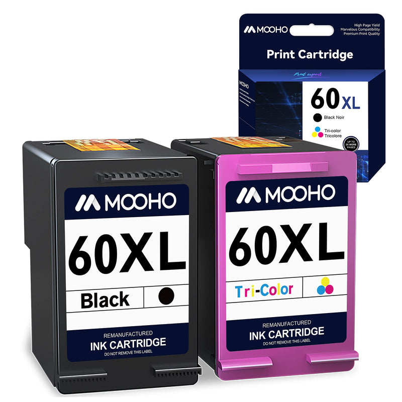  [AUSTRALIA] - MOOHO Remanufactured Ink Cartridge Replacement for HP 60 XL 60XL Combo Pack CC641WN CC644WN for PhotoSmart D110a C4680 Deskjet D2680 D1660 D2530 F2430 F4210 Printer (1 Black, 1 Color)