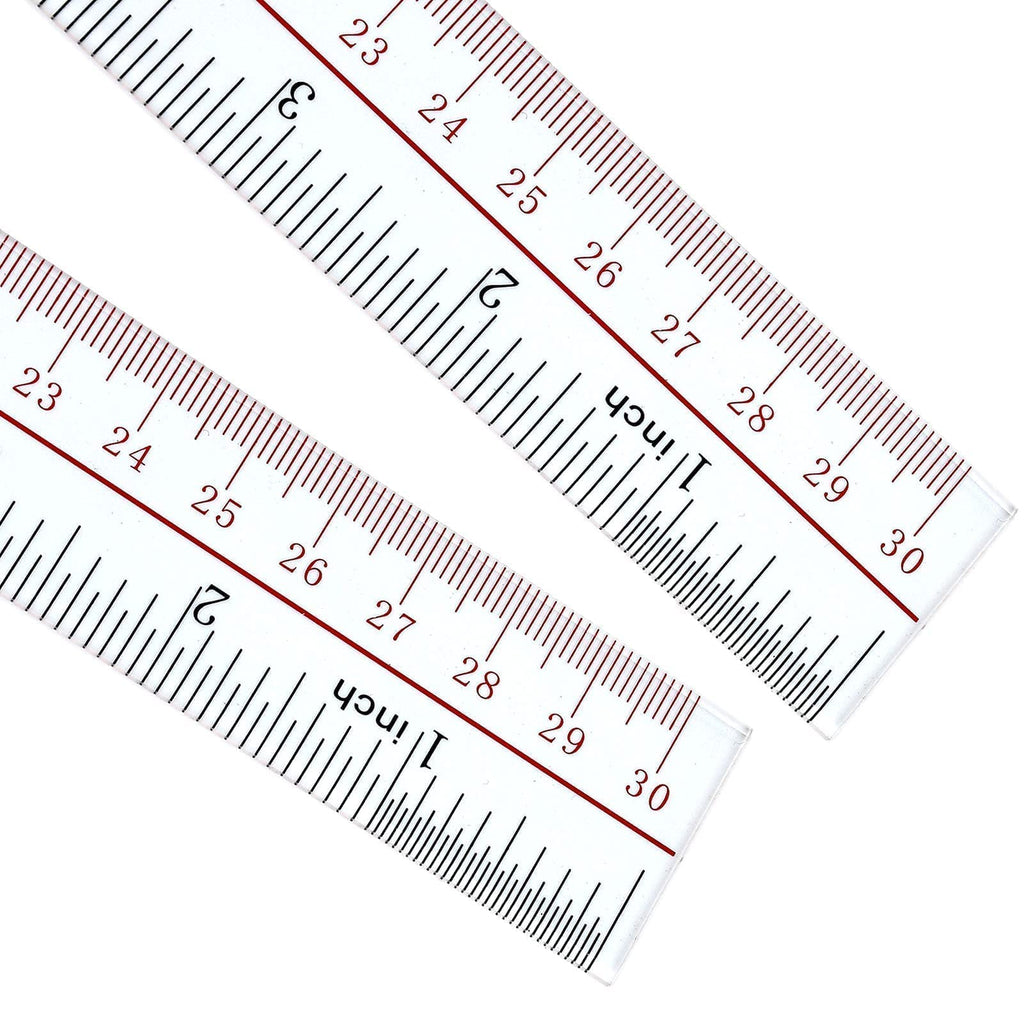  [AUSTRALIA] - 4 PCS Ruler 12 Inch, Ultra Clear Plastic Rulers, Transparent Acrylic Ruler with Inches and Centimeters, Professional 12 Inch Ruler for School, Sewing, Office, Rulers for Kids