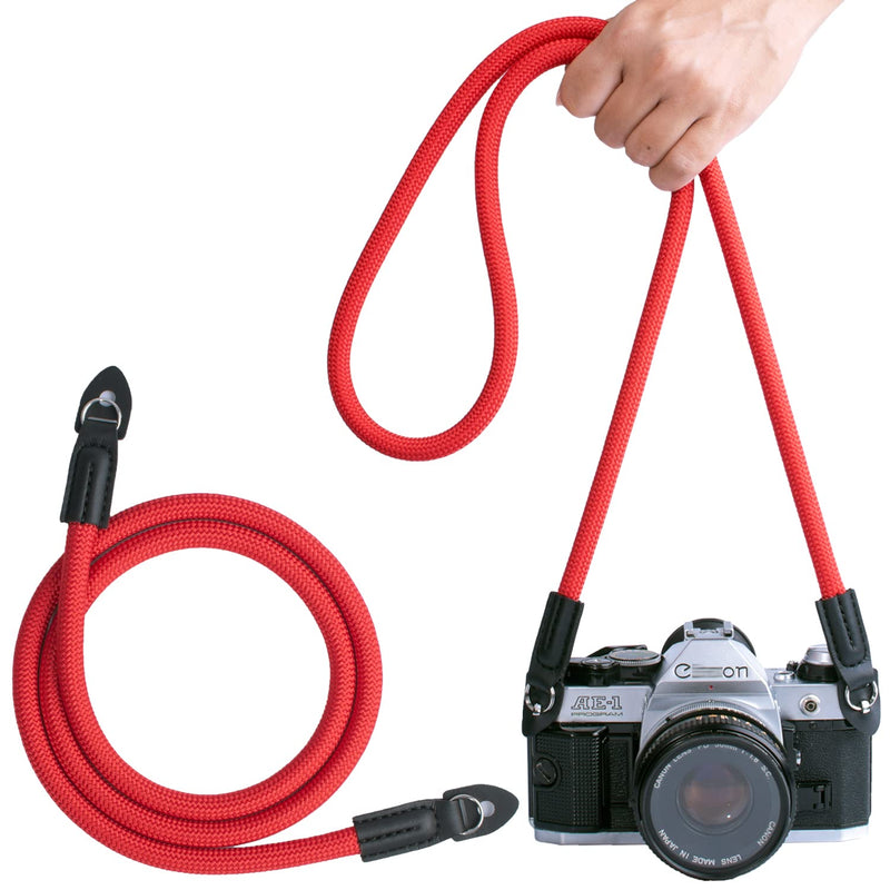  [AUSTRALIA] - Camera Strap Rope,Camera Strap Compatible with Leica Sony Canon Fuji Nylon Rope Camera Strap SLR DSLR Mirrorless Cameras 100cm Red