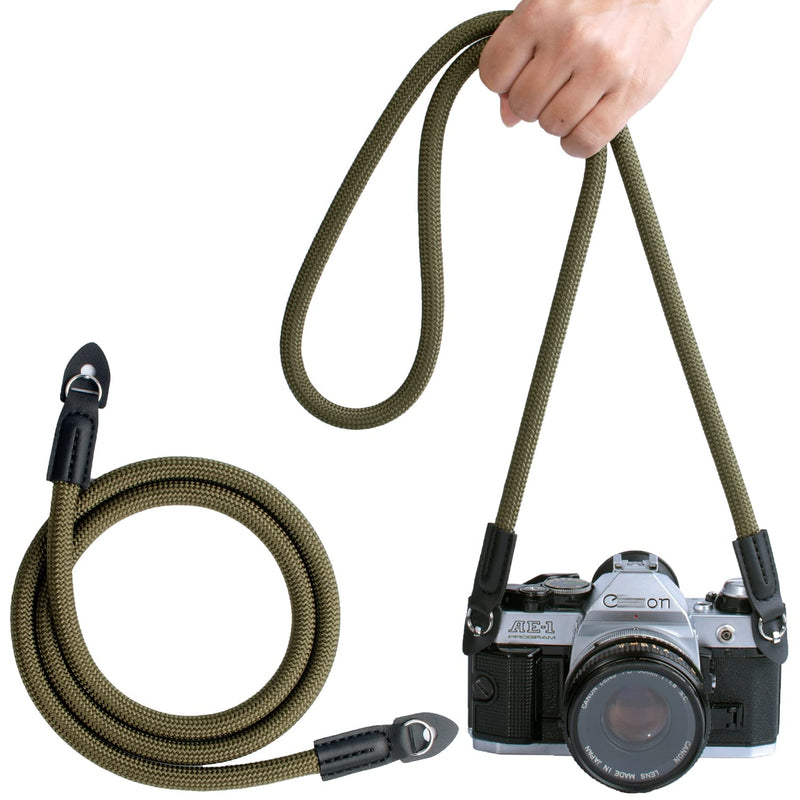  [AUSTRALIA] - Camera Strap Rope,Camera Strap Compatible with Leica Sony Canon Fuji Nylon Rope Camera Strap SLR DSLR Mirrorless Cameras 100cm Green