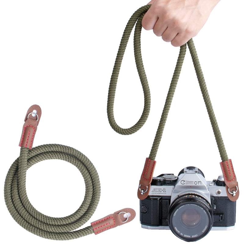  [AUSTRALIA] - PIBIETTN Camera Strap,Rope Camera Strap Compatible with Sony Nikon Canon Fuji Camera Strap Rope SLR, DSLR, Mirrorless Cameras 100cm Green