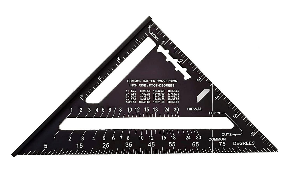  [AUSTRALIA] - Aluminum Alloy 7-inch Construction Triangle Ruler Protractor Double Scale Miter Framing Measurement Ruler for Carpenter Woodworking Tools (7-inch)