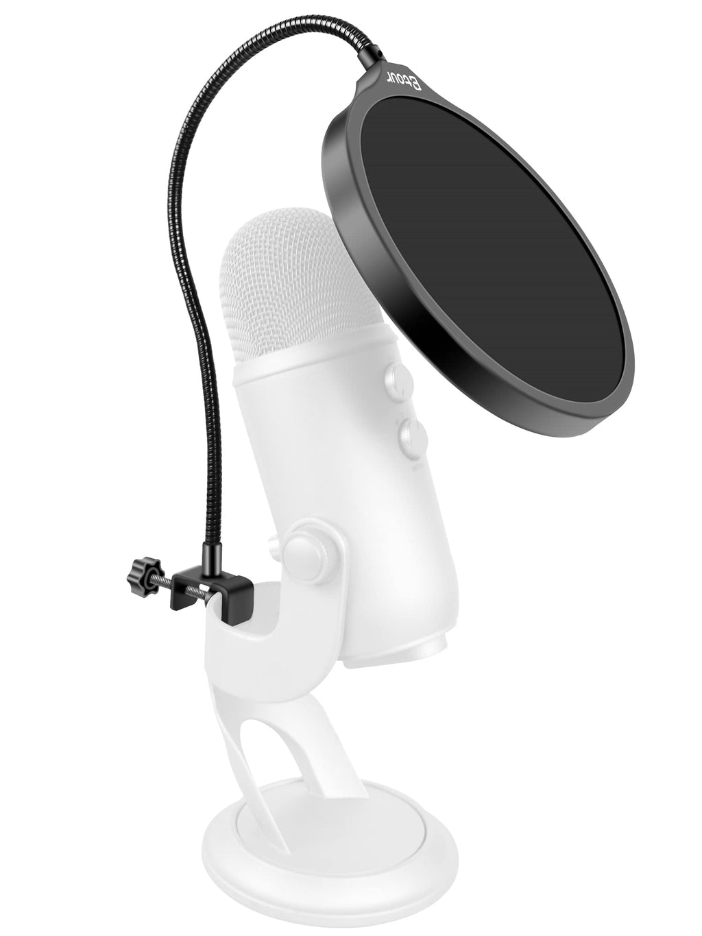  [AUSTRALIA] - Etour Microphone Pop Filter for Blue Yeti, [Gooseneck Clamps Custom Built for Yeti Mic] Professional Mic Dual Layered Wind Pop Screen that Filters Unwanted Recording and Background Noises