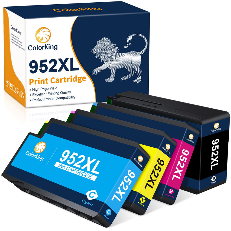  [AUSTRALIA] - ColorKing Remanufactured Ink Cartridges Replacement for HP 952 952XL to use with HP OfficeJet Pro 8710 8720 7740 7720 8210 8715 8725 8740 8702 Printer (1 Black,1 Cyan,1 Magenta,1 Yellow, 4 Pack)