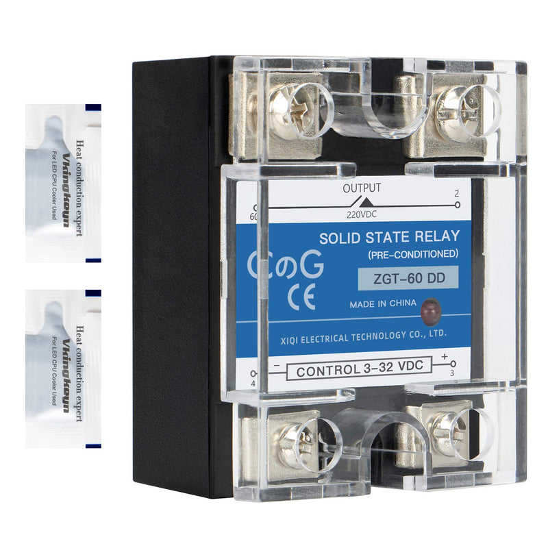  [AUSTRALIA] - CG Solid State Relay SSR-60DD DC to DC Input 3-32VDC to Output 5-240VDC 60A Single Phase Plastic Cover… DC to DC 60A