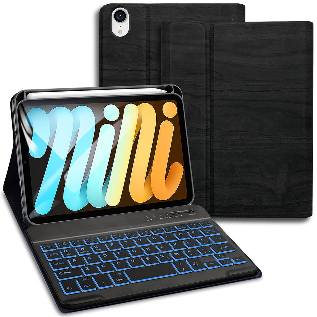  [AUSTRALIA] - Backlit Keyboard Case for iPad Mini 6th Generation 8.3 Inch (2021 Model), Nanhent Premium PU Leather Folio Cover & 7 Colors Backlight magnetically Detachable Wireless Keyboard for iPad Mini 6 8.3”