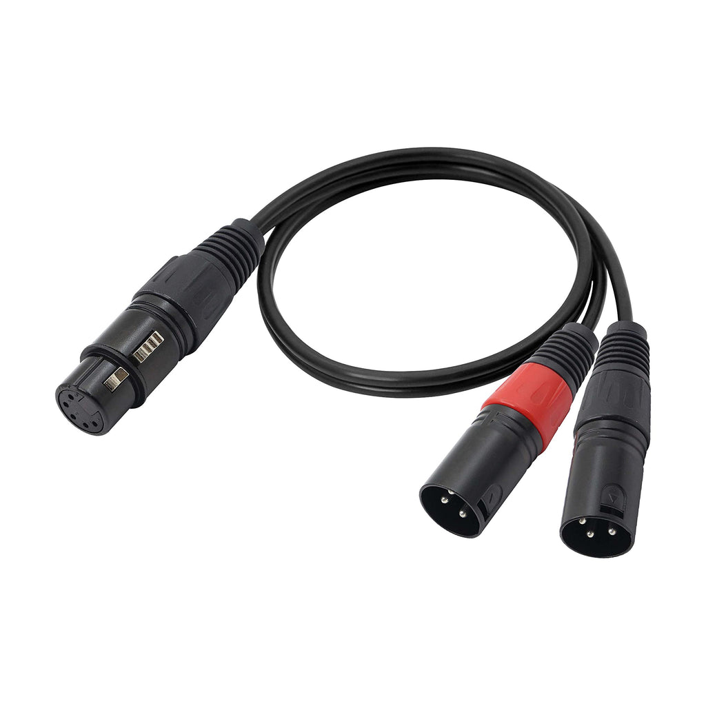  [AUSTRALIA] - XMSJSIY Dual XLR 3 Pin to XLR 5 Pin DMX Stage Light Cable Audio Cable,DJ XLR 5-Pin Female to XLR 3-Pin Male Connector Mic Preamp Y Splitter Patch Cable for Microphone-50cm(Male to Female) XLR 3 Pin male to XLR 5 Pin female