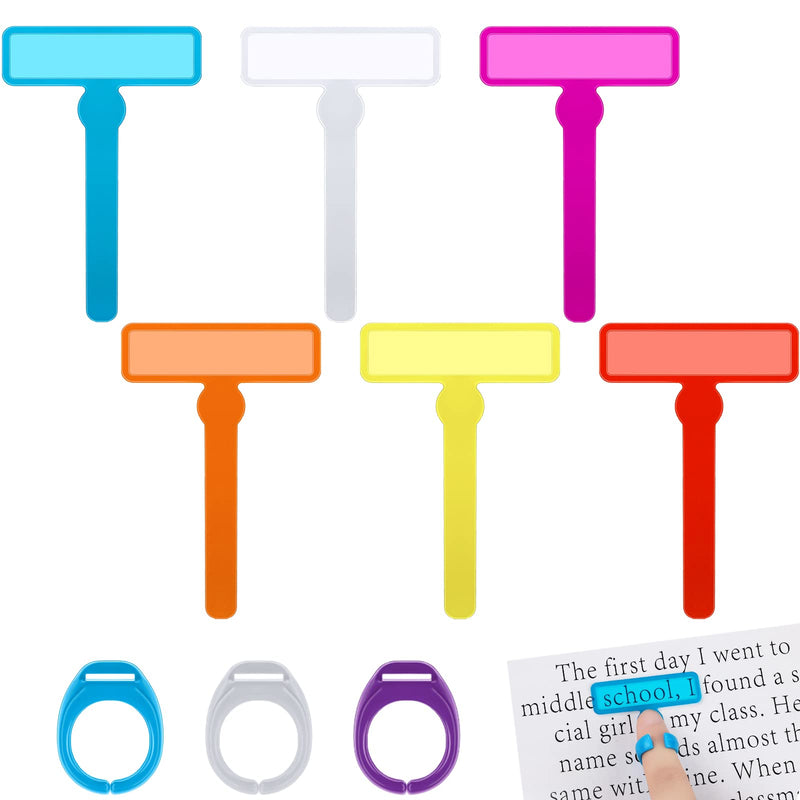  [AUSTRALIA] - 9 Pieces Finger Focus Highlighter Reading Calm Strips, Colored Reading Line Guide Dyslexia Tools for Kids, Reading Trackers for Students (Red, White, Purple, Blue, Yellow, Orange) Red, White, Purple, Blue, Yellow, Orange
