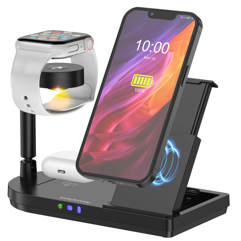  [AUSTRALIA] - Wireless Charger Stand 4 in 1 Fast Charging Station for Apple Watch SE/7/6/5/4/3/2, AirPods Pro /4/3, Compatible with iPhone 13/13 Pro/13 Mini/13 Pro Max/12/11/SE/X/8/8 Plus/Samsung Galaxy/LG