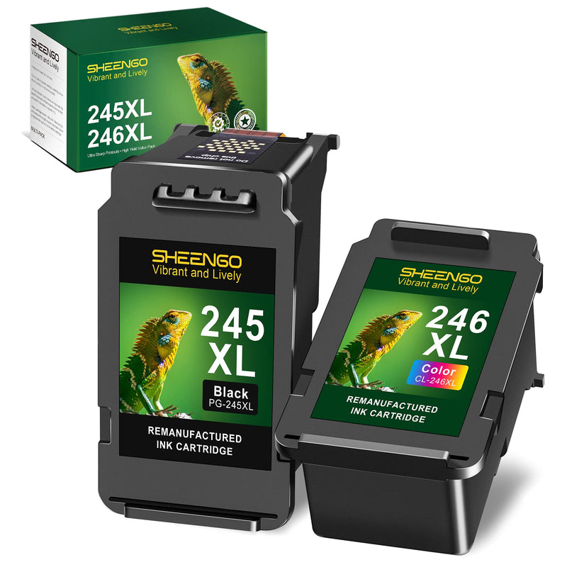  [AUSTRALIA] - SHEENGO Remanufactured 245XL Ink Cartridges Replacement for Canon 245 PG-245XL CL 246 for PIXMA MG2522 MX490 MX492 TS3122 TS3322 TR4520 TS3320 MG3022 MG2520 MG2922 Printer Tray(1 Black, 1 Tri-Color)