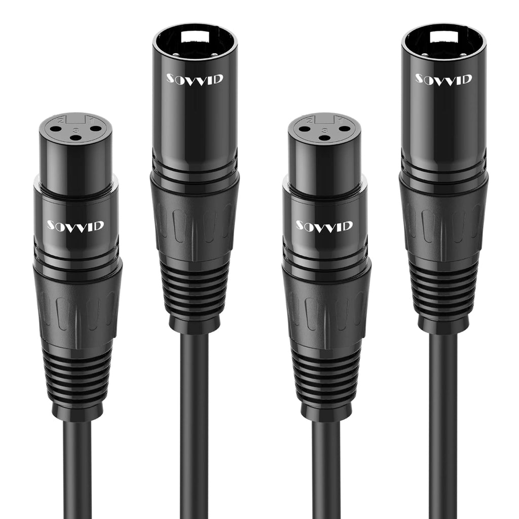  [AUSTRALIA] - Sovvid 2Pack XLR Microphone Cable - 6FT XLR Male to Female Microphone Cord Wire Balanced 3 PIN Mic Cables Compatible with Microphone Studio Harmonizer Mixing Board Speaker Radio Station Black