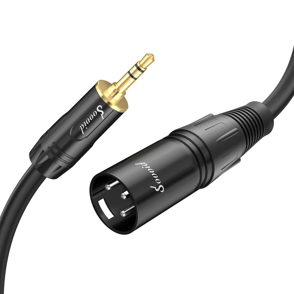  [AUSTRALIA] - Sovvid XLR Cable to 1/8Inch 3.5mm - 3FT Male to XLR Male Microphone Cable Cord Professional TRS Stereo Balanced Cable for iPhone iPad Tablet Laptop and More Black