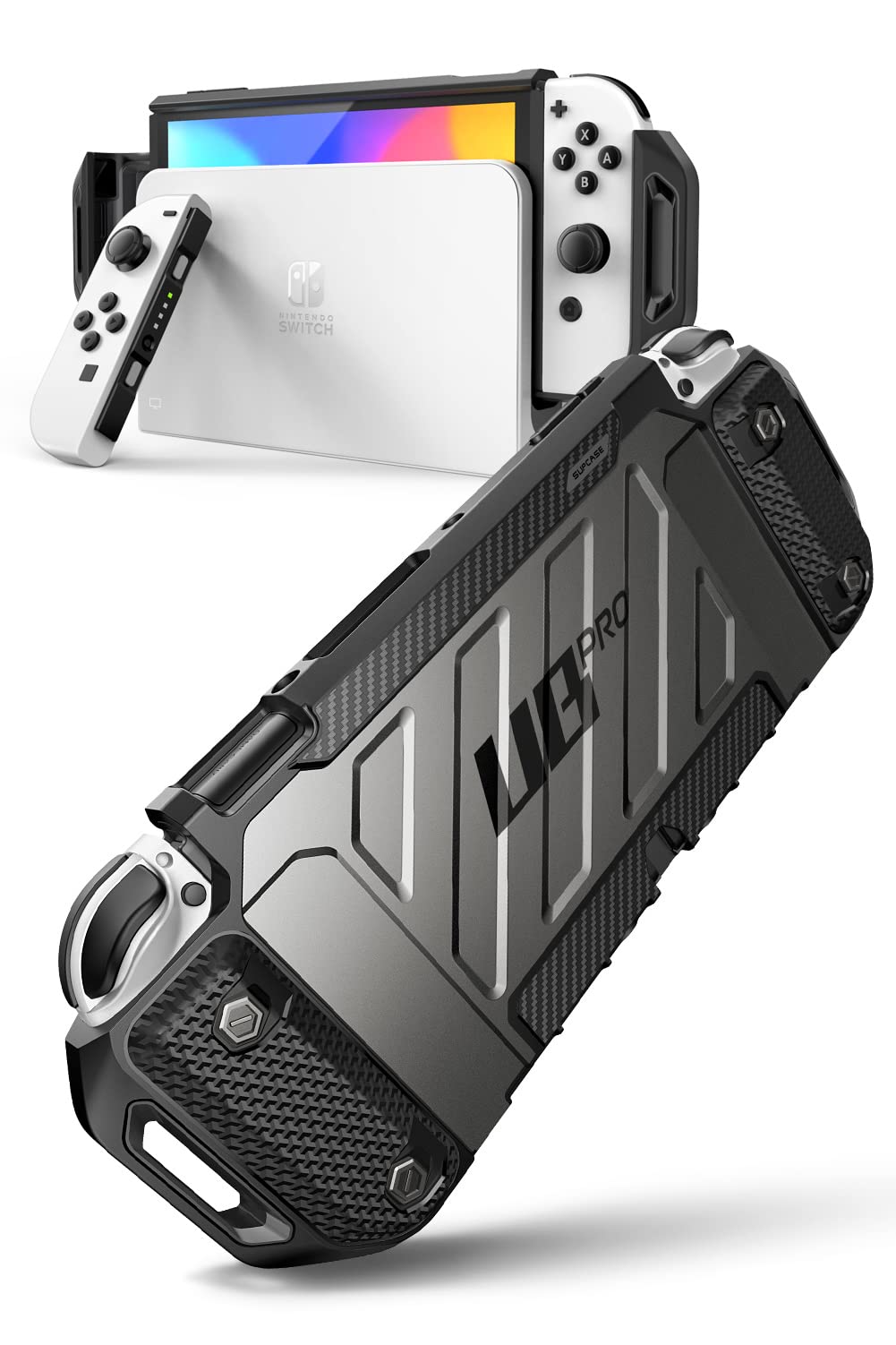  [AUSTRALIA] - SUPCASE Unicorn Beetle Pro Series Case for Nintendo Switch OLED Model (2021), Dockable Rugged Protective Case Compatible with Nintendo Switch Console (Black)