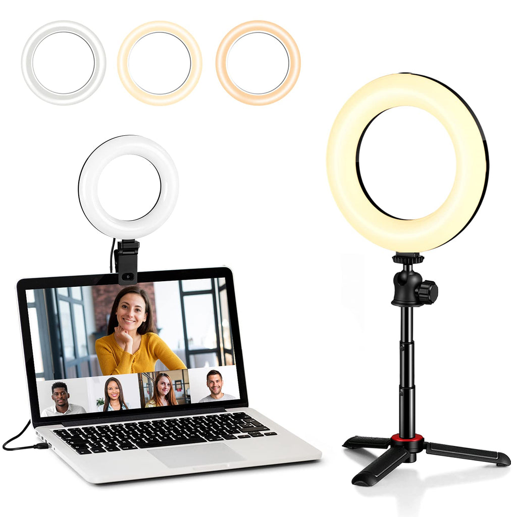  [AUSTRALIA] - Weilisi 6.5'' Ring Light for Computer with Adjustable Tripod,3 Light Modes Video Conference Lighting,Mini Ring Light for Laptop,Webcam Light,Zoom Light,Desk Ring Light,Selfie Ring Light Cool