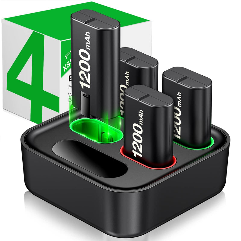  [AUSTRALIA] - Charger for Xbox One Controller Battery Pack with 4 x 1200mAh USB Rechargeable Xbox One Battery Charger Station for Xbox Series X|S, Xbox One S/One X/One Elite Controllers-Accessories Kit for Xbox One Black