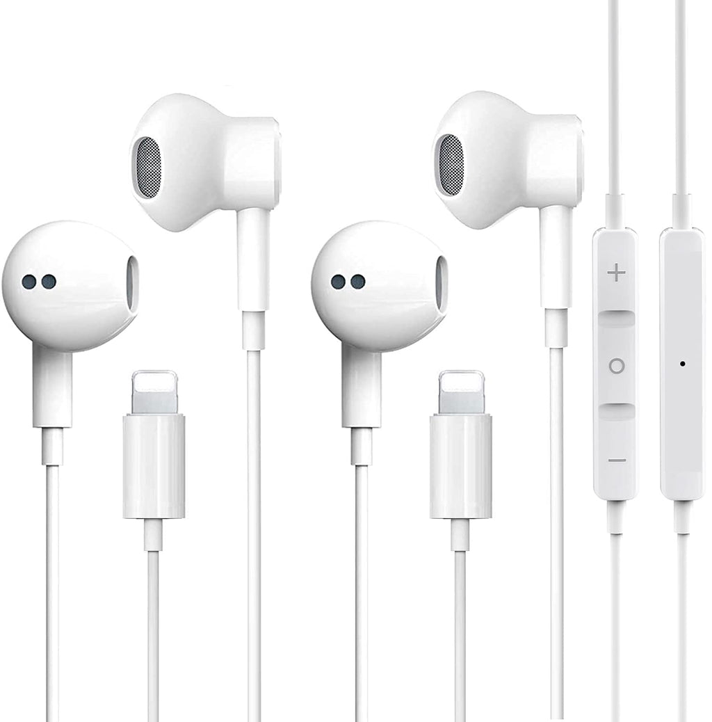  [AUSTRALIA] - 【2 Pack】 Wired Earbuds Wired Headphones Noise Isolating Wired Earphones (Built-in Microphone & Volume Control) Compatible with iPhone 13/12/11 Pro Max/XS/XR/X/7/8 Plus/iPad/iPod White 2PC-Lightning Jack