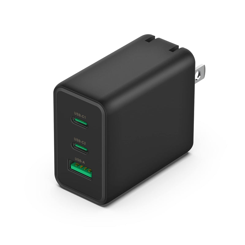  [AUSTRALIA] - 65W/60W PD Fast Charger Powered,USB C GAN Fast Charger(3-Charging Port) Travel Easy with Foldable Plug,Type-C Wall Charger Replacement for iphone 12 Pro iPad Pro MacBook Surface Huawei Laptop and More black