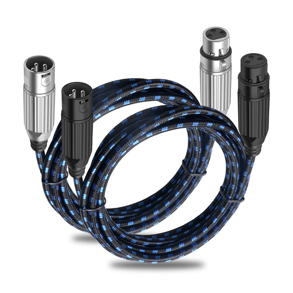  [AUSTRALIA] - DREMAKE Professional Audio Mic AMP Cable Cords - XLR 3 Pin Male to XLR 3 Pin Female Braided Cables - 6' Balanced Snake Patch Cord for Powered Speakers, Live Sound & Performance, Mixers - 2 Pack 6FT/2.0M