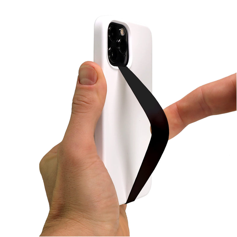  [AUSTRALIA] - Phone Loops: Silicone Elastic Phone Grip Strap, Phone Holder for Hand, Small, Light and Discreet Slim Phone Strap Grip, Secure Phone Hand Holder and Phone Grip Strap Black