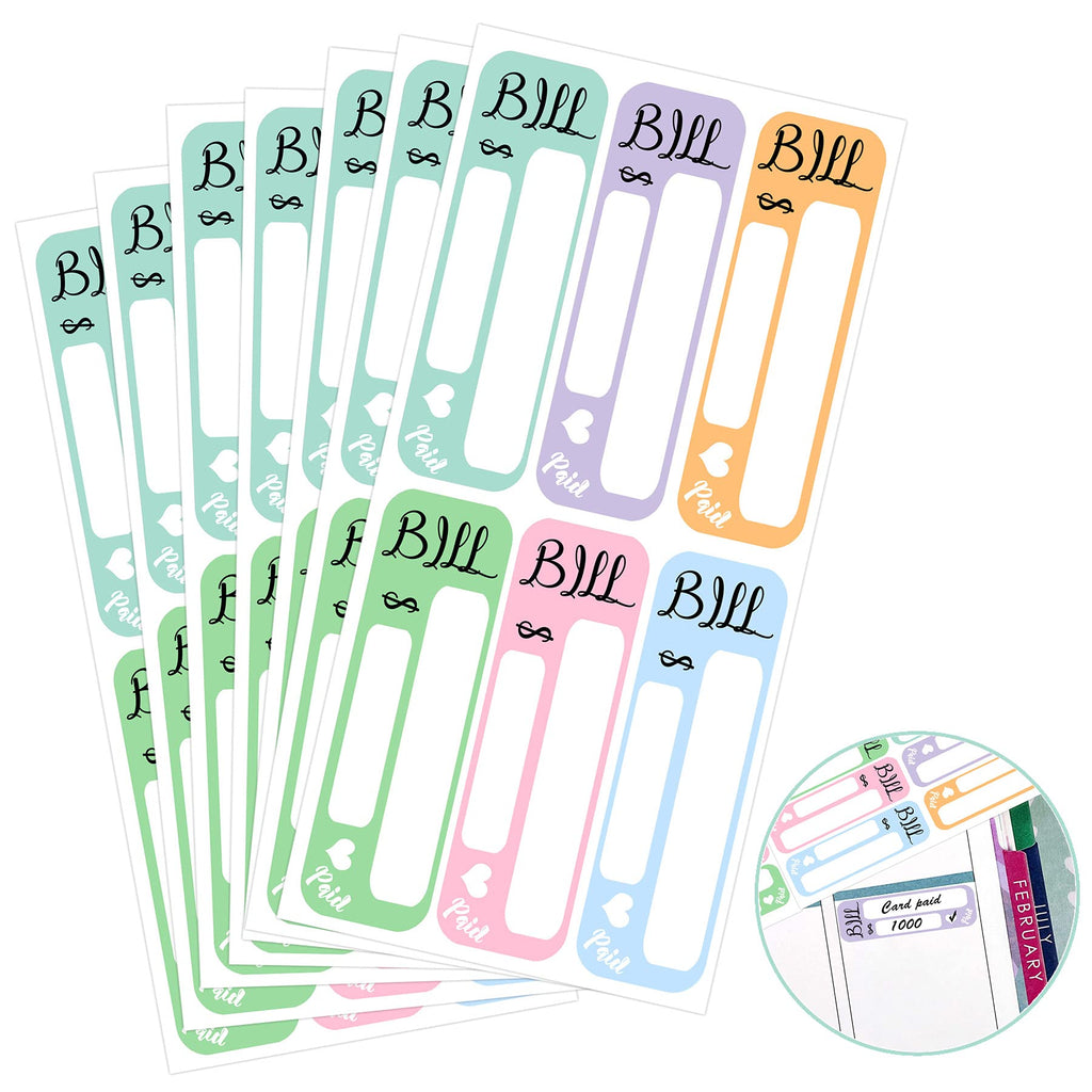  [AUSTRALIA] - SMARSTICKER Bill Due Planner Stickers What’s Due Bill Organizer Labels Tracking Pay Planner Reminder for Planners & Journals 180pcs, Multicolor, 1.5x0.5 inch