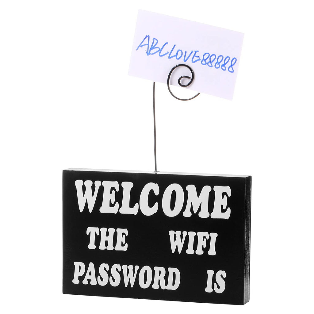  [AUSTRALIA] - Yalikop WiFi Password Sign Wood Photo Card Holders Welcome The WiFi Password is Table Sign Number Holder Wood Block Card Clip with Letters for Home Display Decor