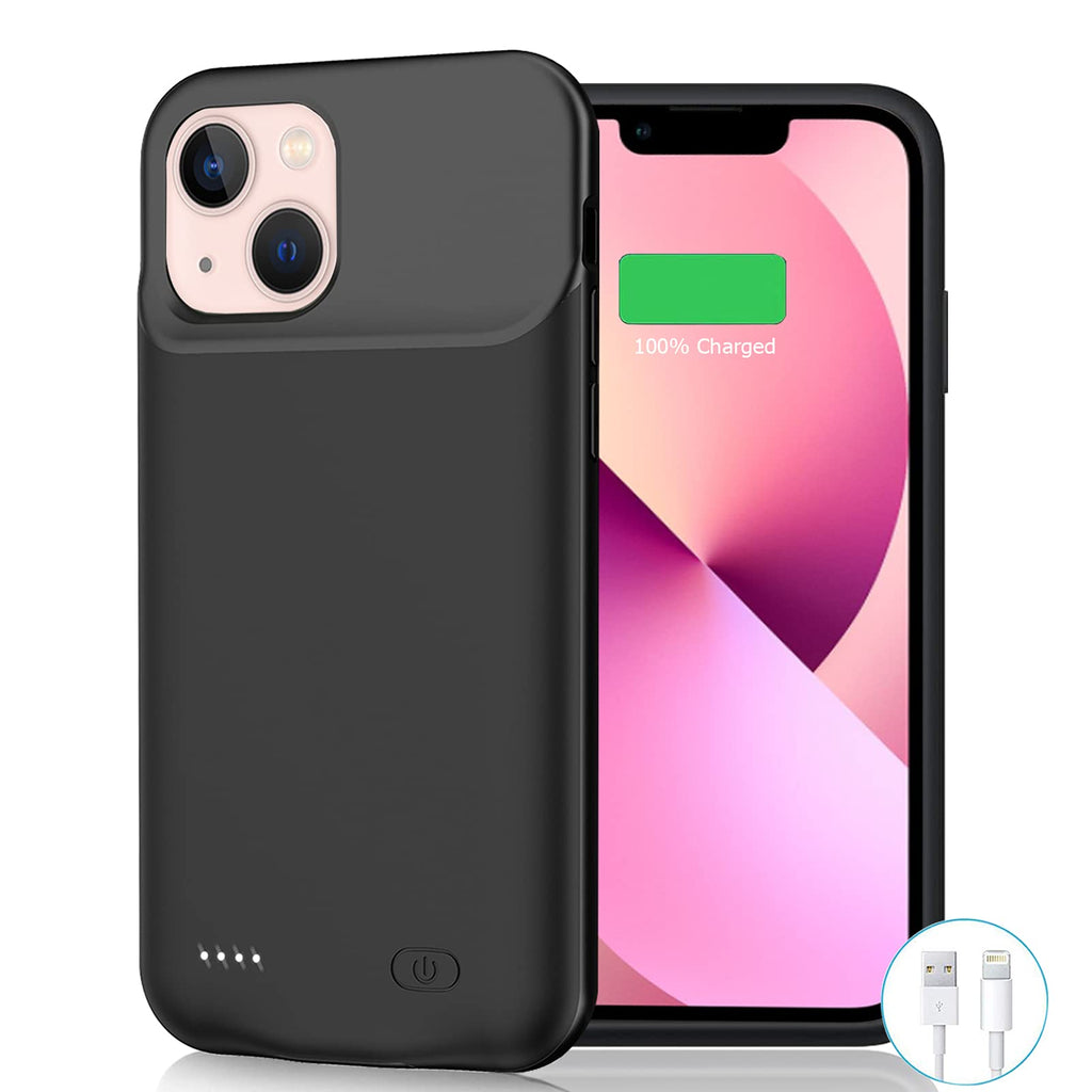  [AUSTRALIA] - Battery Case for iPhone 13 Mini, 6000mAh Slim Portable Rechargeable Battery Pack Charging Case Compatible with iPhone 13 Mini (5.4 inch) Extended Battery Charger Case (Black) Black
