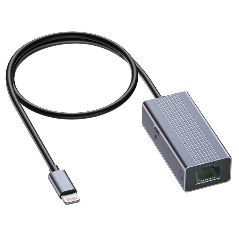  [AUSTRALIA] - Lightning to Ethernet Adapter[Apple MFi Certified], IVSHOWCO iPhone iPad to RJ45 Ethernet LAN Network Adapter with Charging Port, 100Mbps High Speed,Plug and Play(1.65Ft)