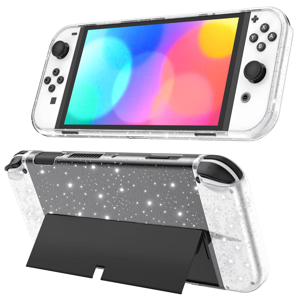  [AUSTRALIA] - Protective Case for Nintendo Switch OLED Model, Sparkly Shiny Glitter Clear Case, Dazzle Bling Soft TPU Protective Cover, Shockabsorption Anti-Scratch Full-Around Shell Compatible with Switch OLED