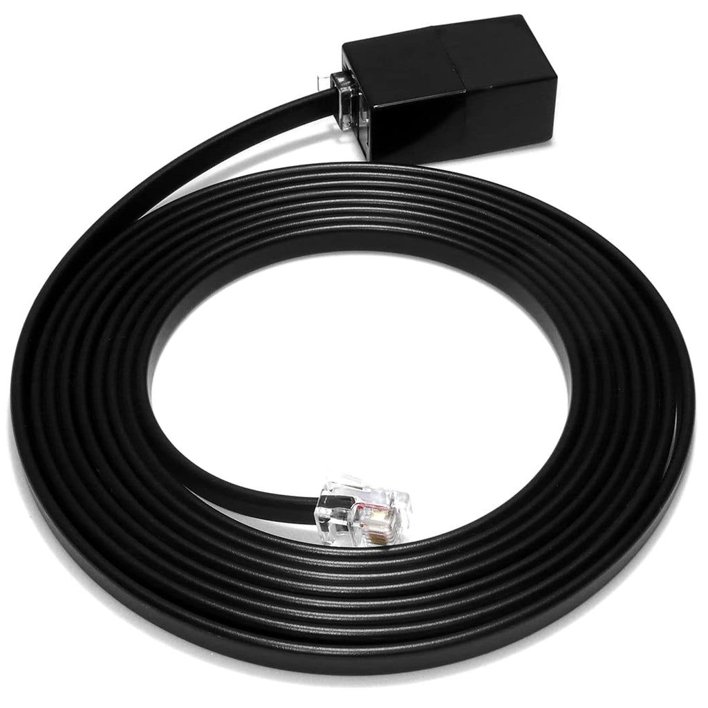  [AUSTRALIA] - 8 Feet Phone Extension Cord for Landline Telephones • High End Quality RJ11 Phone Cable • Pure Copper • 50 Micron Gold Contacts • Strong Thick Outer Jacket (Black, 8 FT) Black