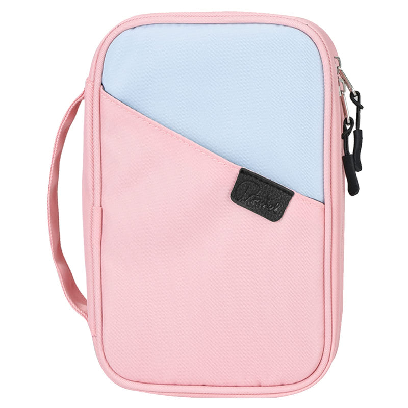  [AUSTRALIA] - Electronics Organizer, Portable Double Layer Cable Organizer Bag, Waterproof Travel Organizer Bag, Small Electronic Accessories Case for Cable, Charger, Earphone, SD Card, Phone, Power Bank Pink & Gray