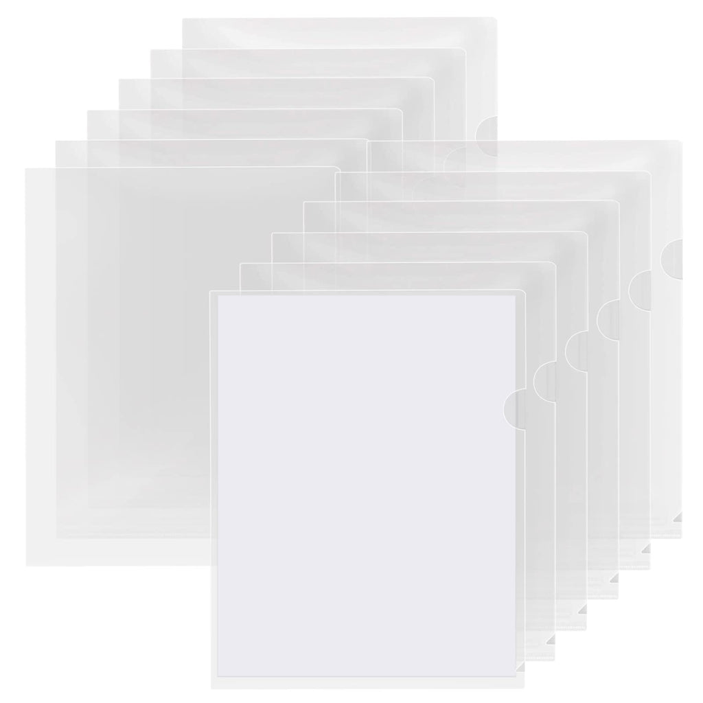  [AUSTRALIA] - KTRIO 12 PCS Plastic File Folders, Clear Project Pockets, Transparent Plastic Sleeves, L-Type Documents Folders Jacket, Paper Sheet Protectors for Office School, Fits for A4 / Letter Size 12 Pack