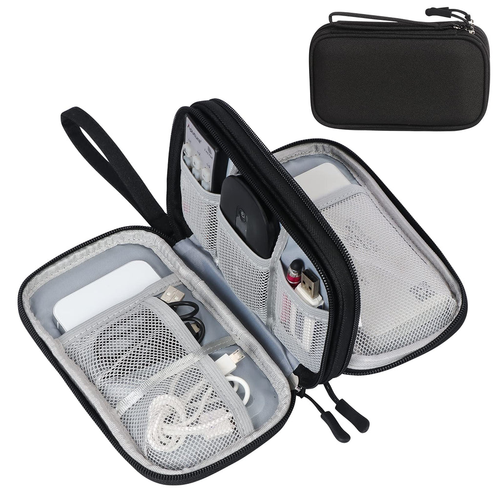  [AUSTRALIA] - Classycoo Electronic Organizer,Travel Cable Organizer Bag Portable Cord Organizer Waterproof Storage Bag Pouch for Electronic Accessories Carry Case for Phone,Charger,Earphone,Cord-Double Layer Black Double Layer-Black