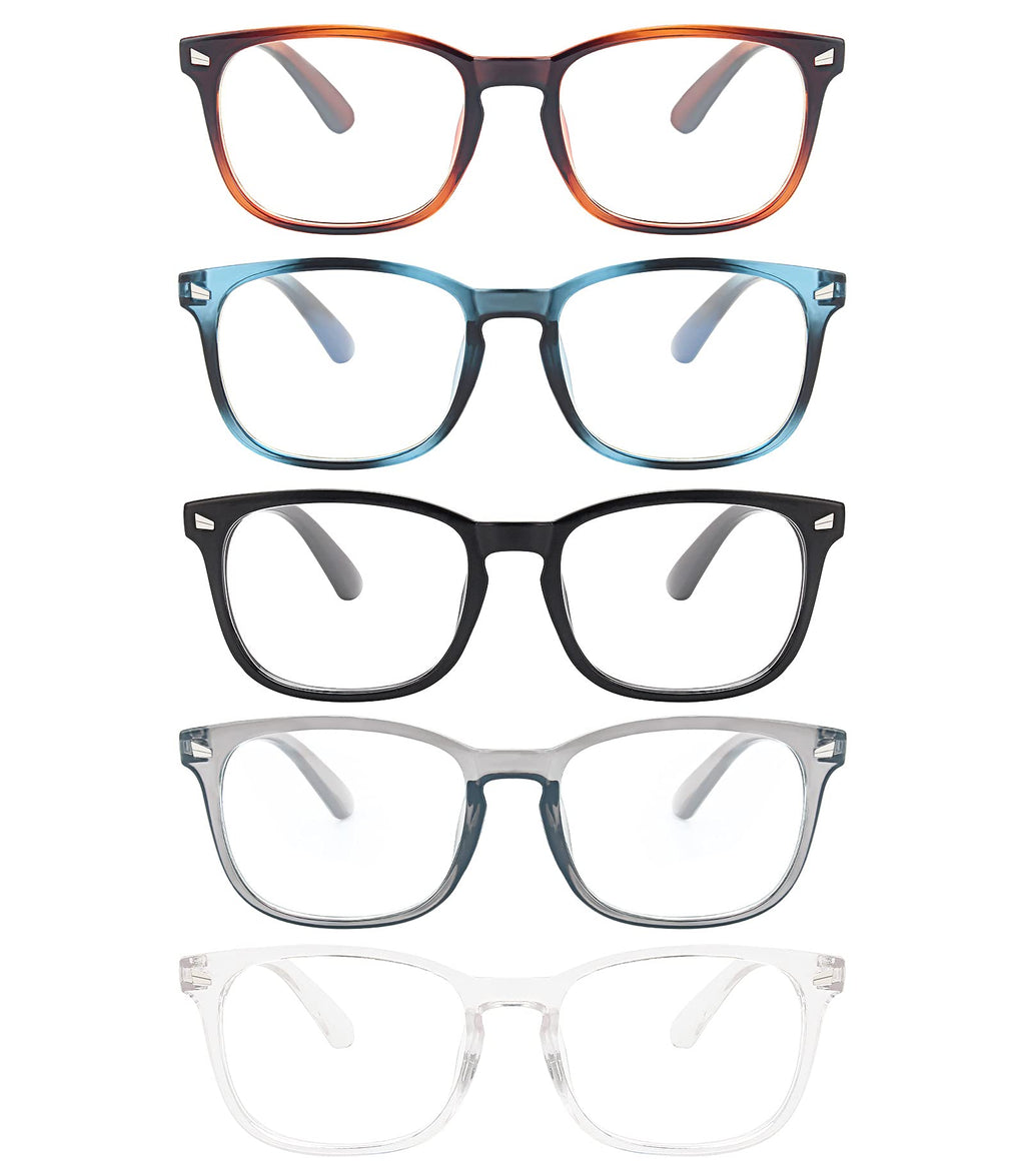  [AUSTRALIA] - MIGSIR 5 Pack Blue Light Blocking Glasses, Fashion Computer Glasses for Women/men, Anti Glare, UV400, Eye Strain Small (Small face & Kids) C3 5 Pairs Mix