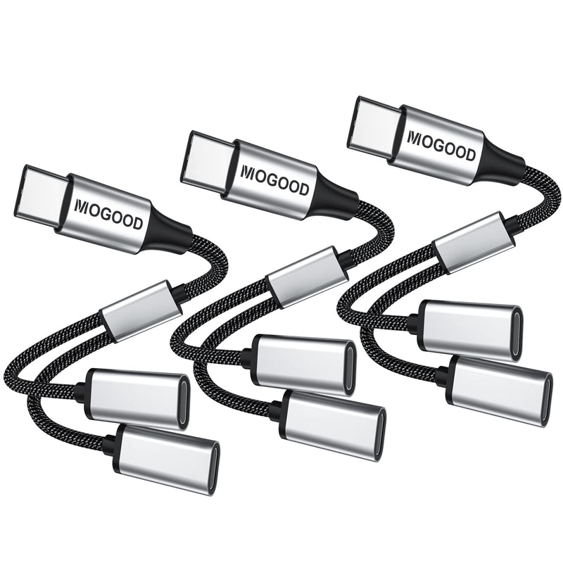  [AUSTRALIA] - USB C to USB C Female Adapter USB Splitter Y Cable,USB C Male to 2 USB-C Female Cord Converter,Dual Double USB C Port Hub Charger Power Split Adapter for Mac,Xbox One Series X/S,PS4,PS5,Laptop 3packs Black