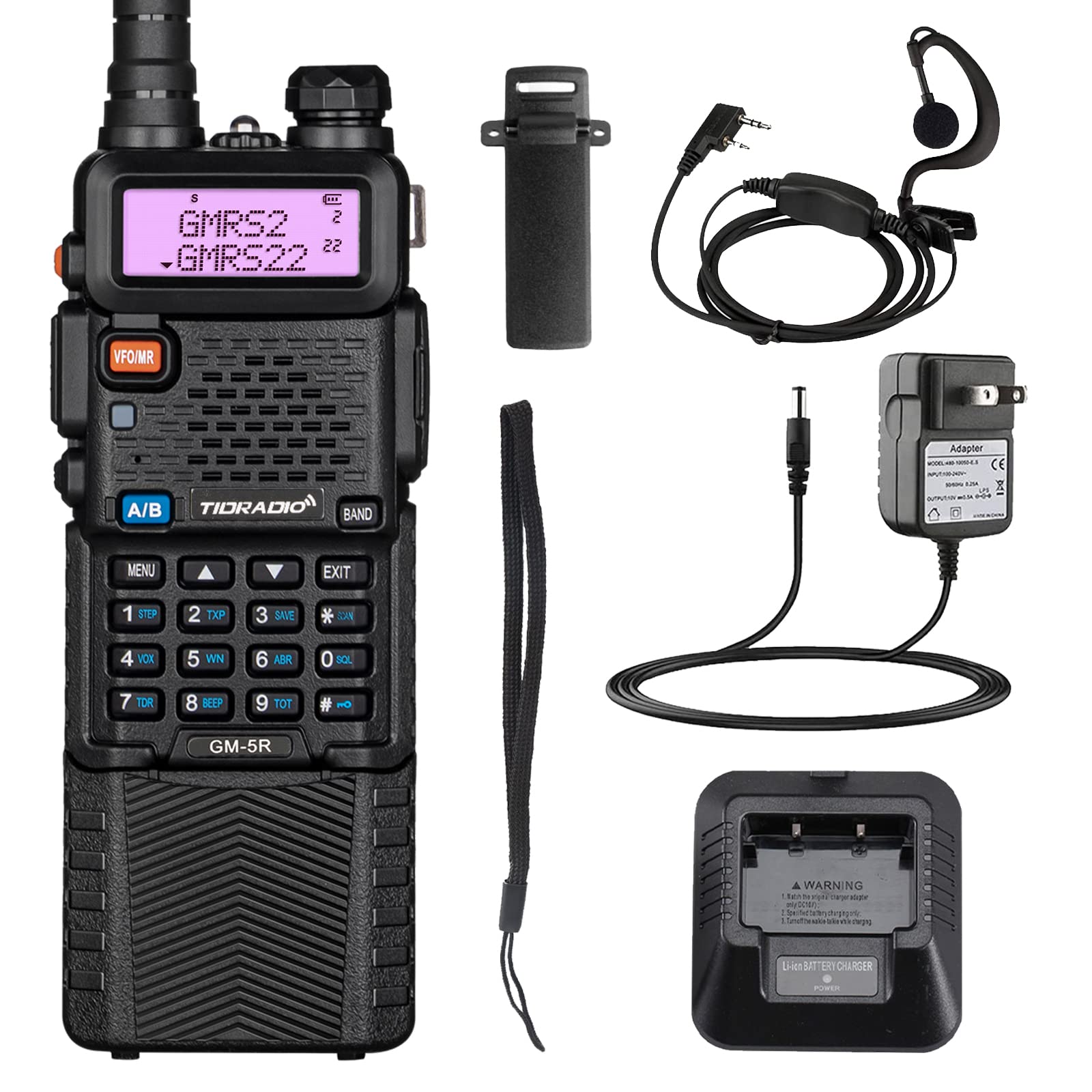 TIDRADIO GM-5R GMRS Handheld Radio 5W Rechargeable Handheld Radio Two Way  Radio GMRS Repeater Capable with 3800mAh Extended Battery and NOAA Weather  Alerts  Scan Pack-Black LeoForward Australia