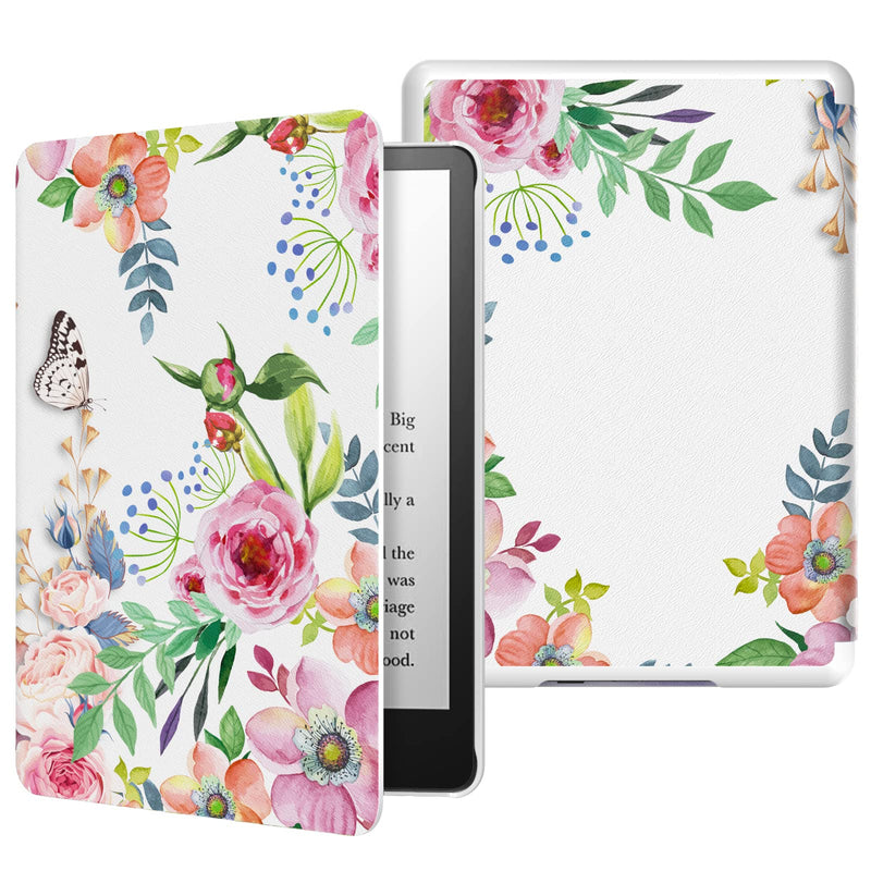  [AUSTRALIA] - MoKo Case for 6.8" Kindle Paperwhite (11th Generation-2021) and Kindle Paperwhite Signature Edition, Light Shell Cover with Auto Wake/Sleep for Kindle Paperwhite 2021 E-Reader, Fragrant Flowers