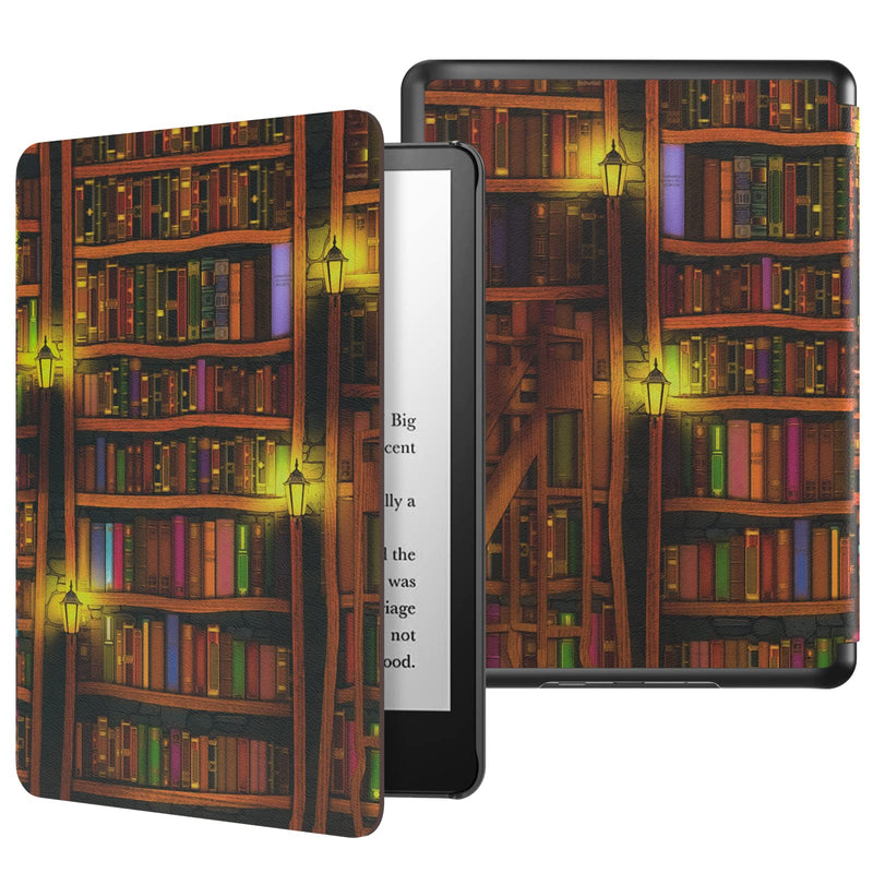  [AUSTRALIA] - MoKo Case for 6.8" Kindle Paperwhite (11th Generation-2021) and Kindle Paperwhite Signature Edition, Light Shell Cover with Auto Wake/Sleep for Kindle Paperwhite 2021 E-Reader, Retro Library