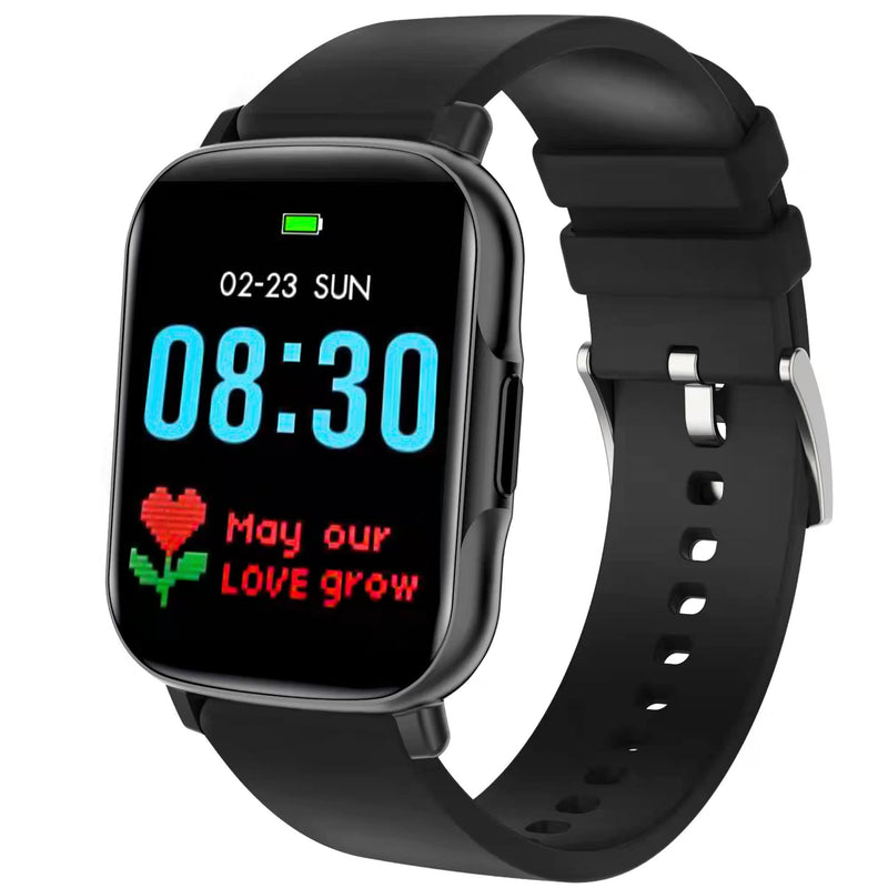 [AUSTRALIA] - Smart Watch, Men Women Kids Smartwatch for Android and iPhone Compatible Samsung, 1.7-inch IP68 Swimming Waterproof Activity Tracker, GPS Sports Fitness Tracker with Heart Rate Monitor, Blood Oxygen Black