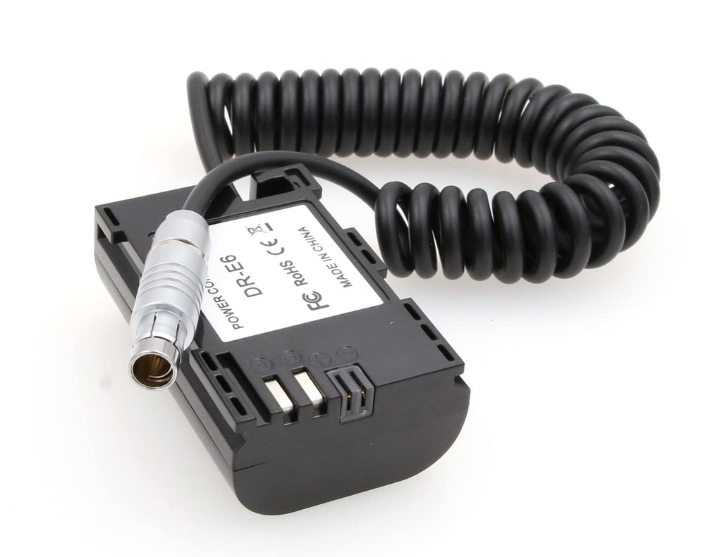  [AUSTRALIA] - ZBLZGP RS 3 Pin Male to LP-E6 Dummy Battery Adapter Coiled Power Cable for Small HD