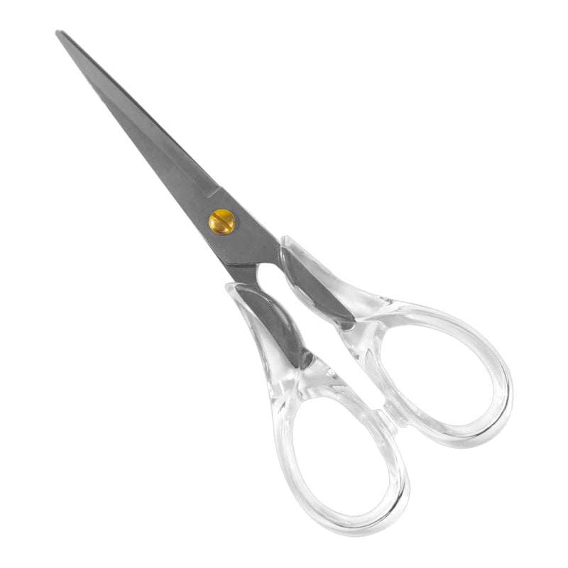  [AUSTRALIA] - 6.5 Inch Silver Shears Clear Round Acrylic Handle Craft Tailor Scissors Professional Fabric Dressmaker Shears for Cutting Fabric, Cloth, Leather, Canvas, Papers (Silver)