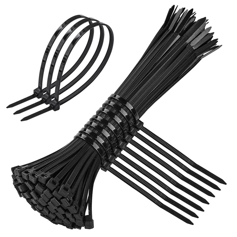  [AUSTRALIA] - Cable Zip Ties 8 Inch,WKTFOBM 100 Pack Black Zip Tie with 50lbs Tensile Strength,Heavy Duty Self-Locking Multi-Purpose Nylon Wire Ties for Home,Garden,Office Black Zip Ties