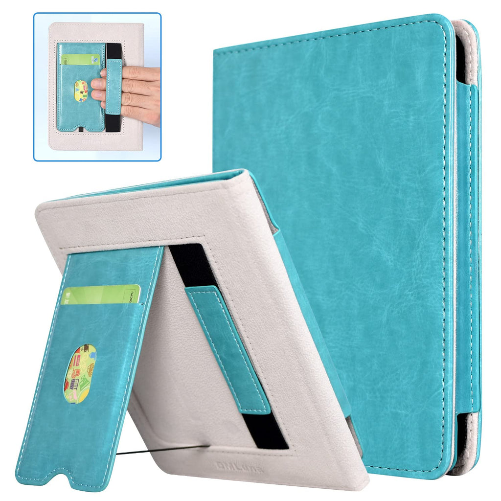  [AUSTRALIA] - DMLuna Kindle Paperwhite Case, Fits 11th Generation 2021, 6.8”, Hands Free Stand Smart Protective Durable Premium PU Leather Cover with Auto Sleep Wake, Hand Strap, Card Slot, Sky Blue