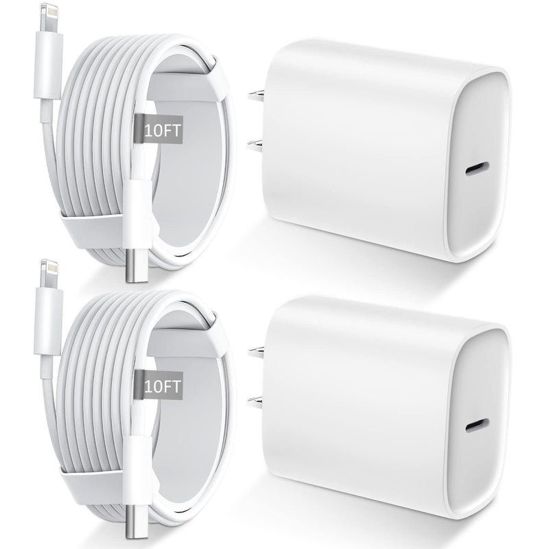  [AUSTRALIA] - iPhone 13 12 11 Fast Charger [MFi Certified],10FT Long Fast Charging Lightning Cable with 20W USB C Charger Block for iPhone13/13Pro Max/12/12 Pro Max/11/11Pro/XS/Max/XR/X/8Plus,iPad,2 Pack White