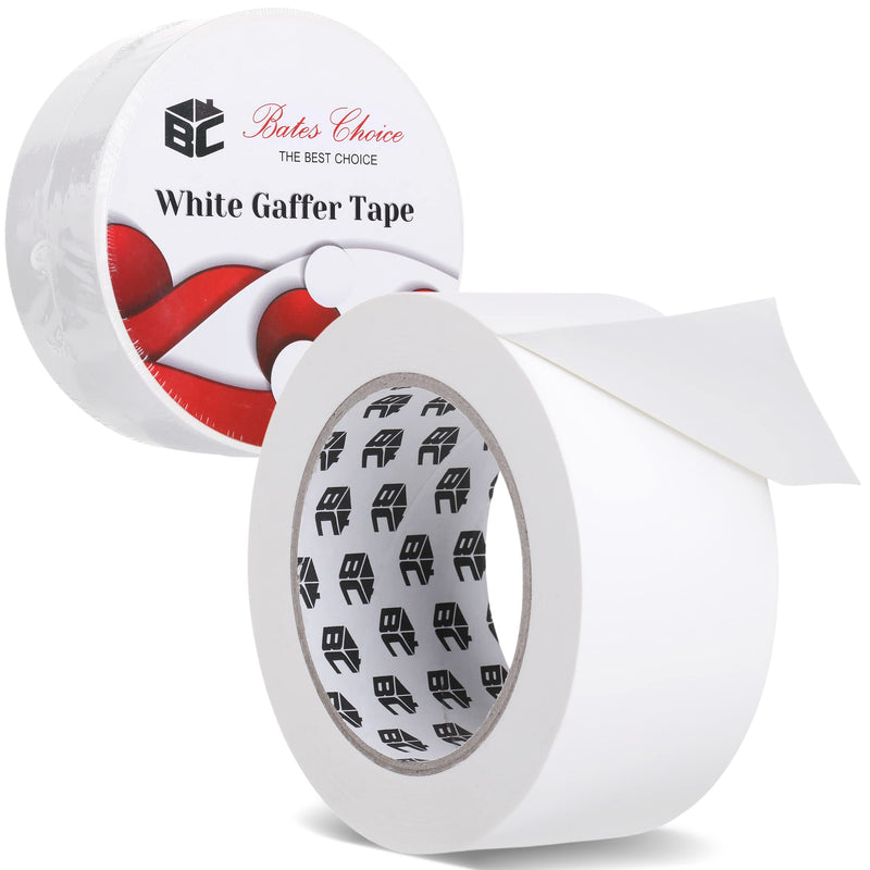  [AUSTRALIA] - Bates- Gaffers Tape, 2 Inch x 23 Yards, White, Non-Reflective Gaffer Tape, Floor Tape for Electrical Cords, No Residue Gaff Tape, Cable Tape, Gaffing Tape.
