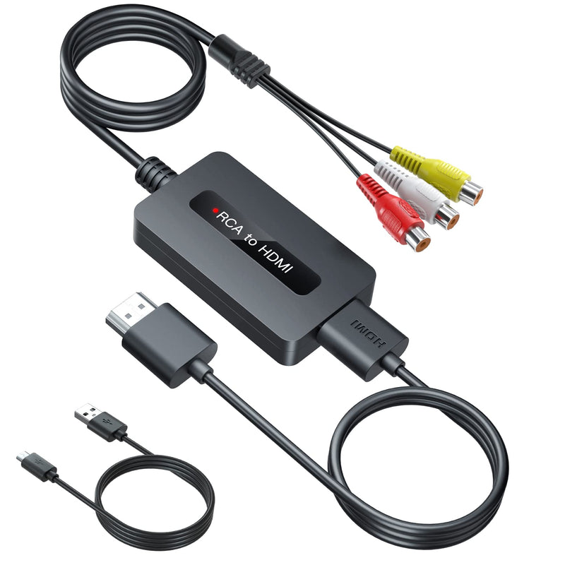  [AUSTRALIA] - TIXILINBI Female RCA to HDMI Cable Converter with HDMI and RCA Cables, CVBS Composite AV to HDMI Converter, RCA HDMI Adapter, Full HD 720P/1080P Output Switch for N64/ PS2/ Wii with Male RCA