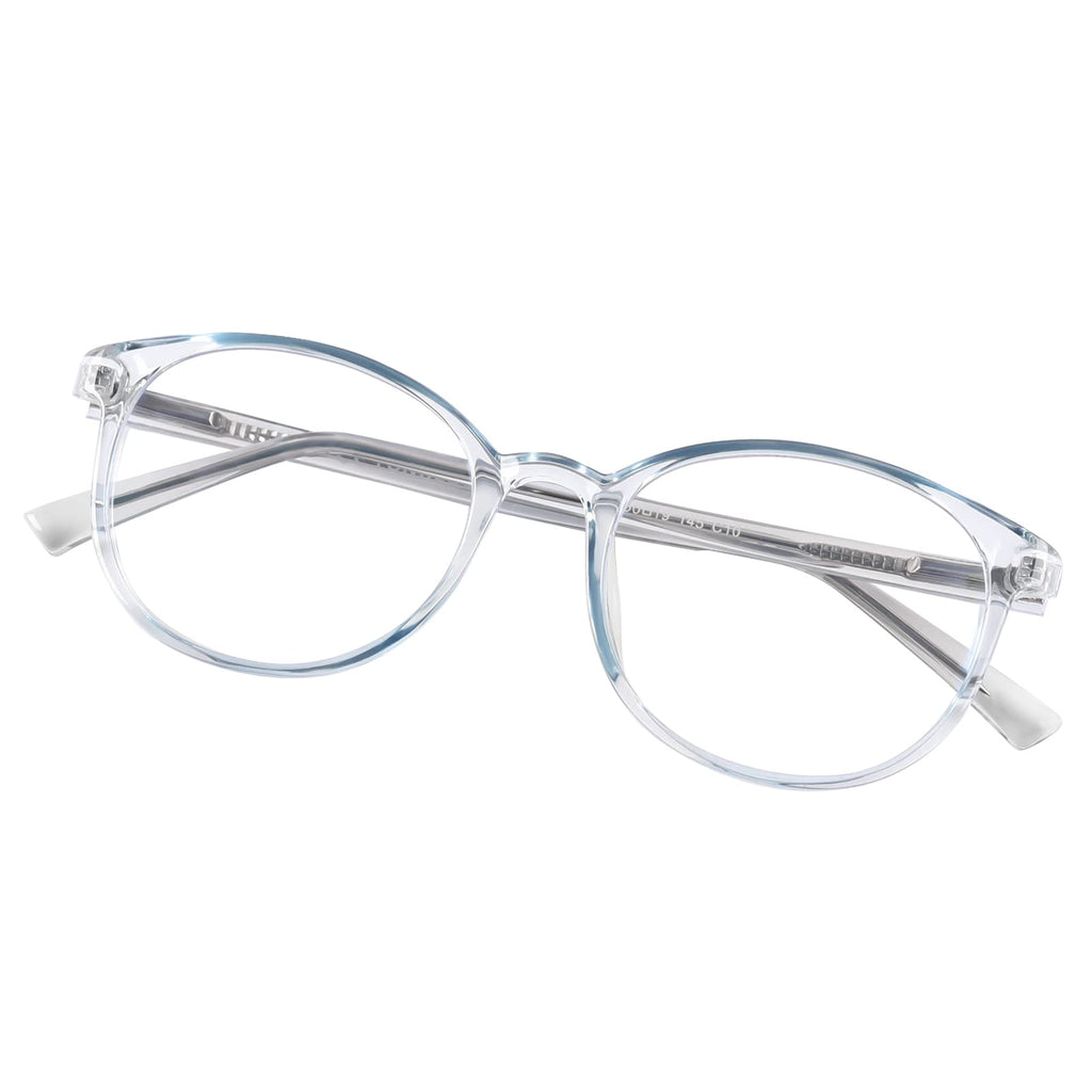  [AUSTRALIA] - FONHCOO Blue Light Blocking Glasses Women Men TR90 Round Computer Eyeglasses (Blue)