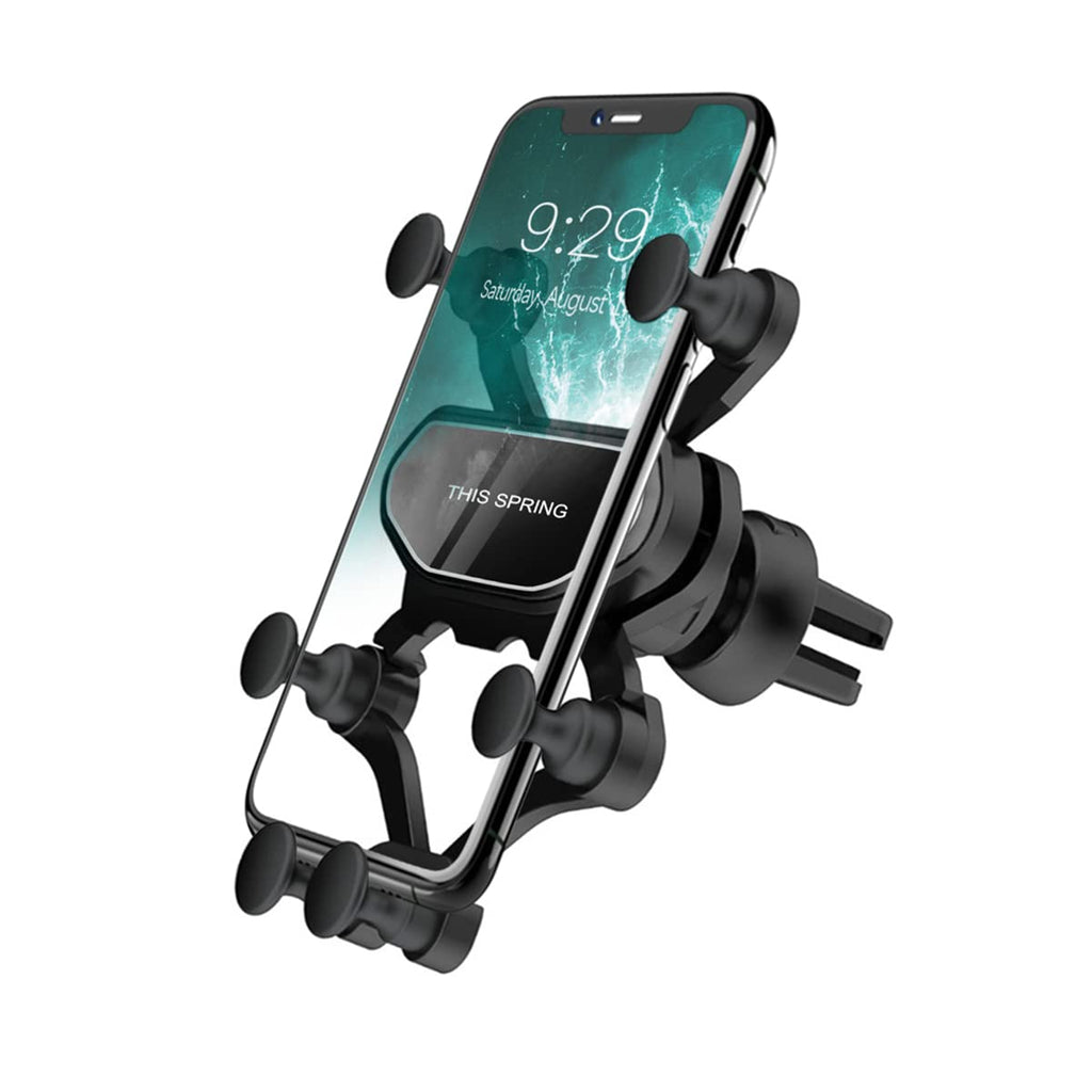  [AUSTRALIA] - Phone Holder for Car, Rotatable Upgraded Gravity Phone Holder with Clip for Air Vent, Universal Car Phone Cradle for iPhone 13 12 11 Pro Max Samsung Galaxy, Car Interior Accessories (Black) Black