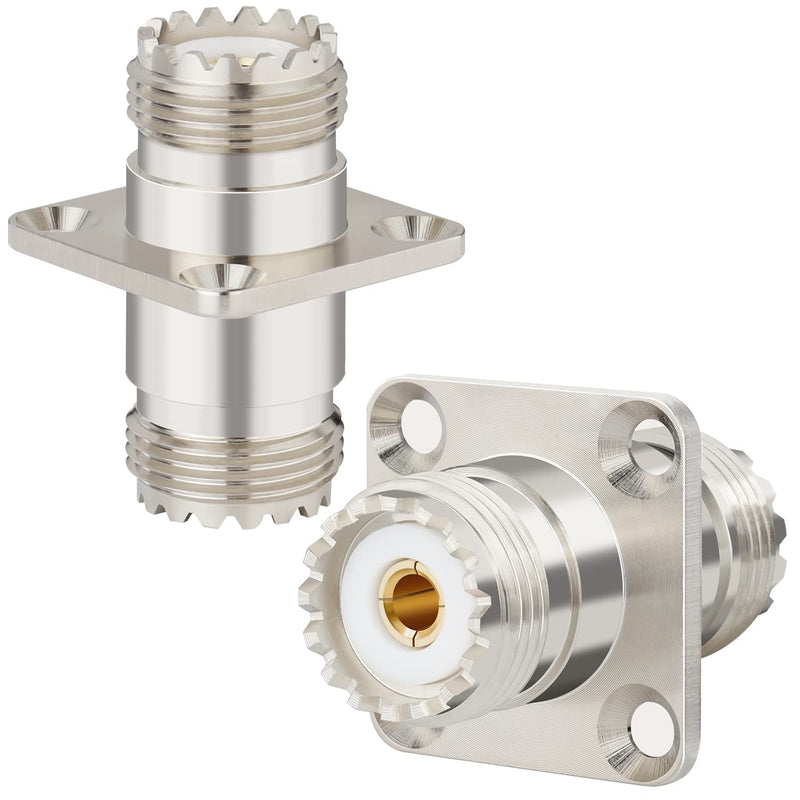  [AUSTRALIA] - XRDS -RF SO239 to SO239 Chassis Mount Connector 2-Pack, SO239 UHF Female to Female 4 Hole Flange Panel Mount Adapter for PL259 UHF Antenna, CB &Amateur Radio, Ham Radio Transceiver